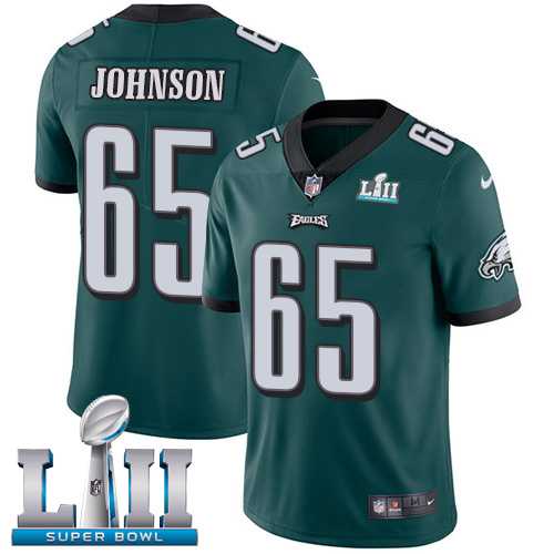 Youth Nike Philadelphia Eagles #65 Lane Johnson Midnight Green Team Color Super Bowl LII Stitched NFL Vapor Untouchable Limited Jersey