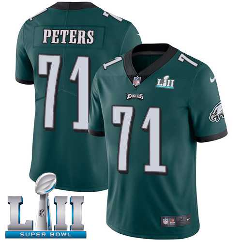 Youth Nike Philadelphia Eagles #71 Jason Peters Midnight Green Team Color Super Bowl LII Stitched NFL Vapor Untouchable Limited Jersey