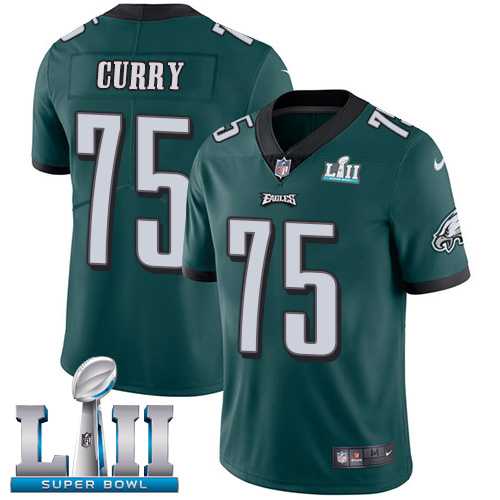 Youth Nike Philadelphia Eagles #75 Vinny Curry Midnight Green Team Color Super Bowl LII Stitched NFL Vapor Untouchable Limited Jersey