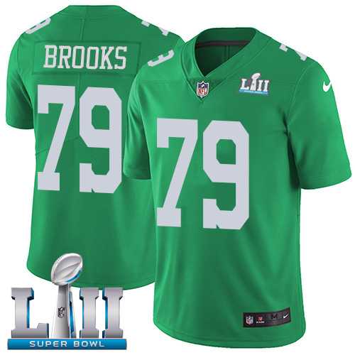 Youth Nike Philadelphia Eagles #79 Brandon Brooks Green Super Bowl LII Stitched NFL Limited Rush Jersey