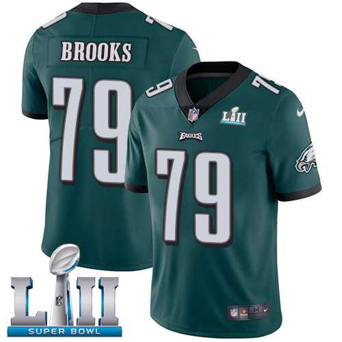 Youth Nike Philadelphia Eagles #79 Brandon Brooks Midnight Green Team Color Super Bowl LII Stitched NFL Vapor Untouchable Limited Jersey