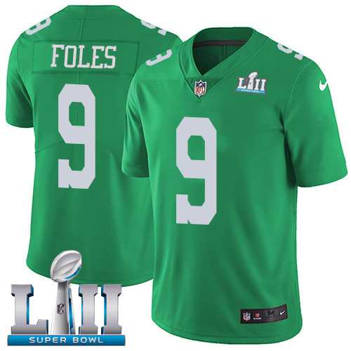 Youth Nike Philadelphia Eagles #9 Nick Foles Green Super Bowl LII Stitched NFL Limited Rush Jersey