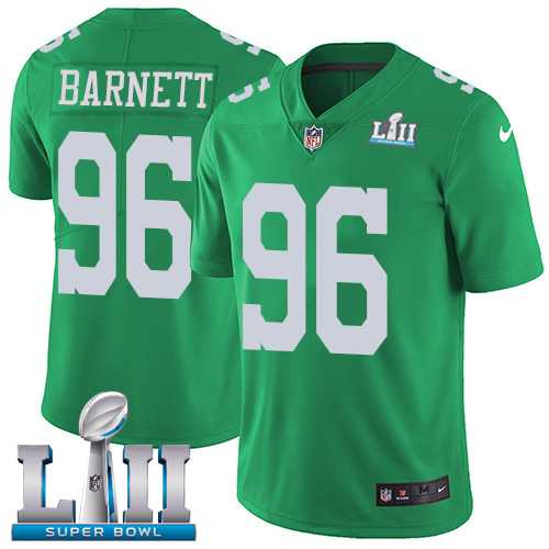 Youth Nike Philadelphia Eagles #96 Derek Barnett Green Super Bowl LII Stitched NFL Limited Rush Jersey