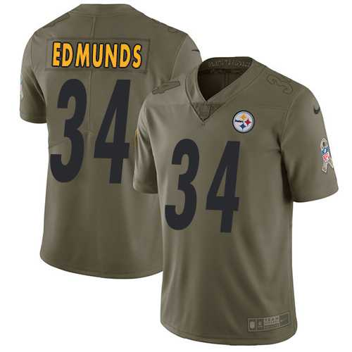 Youth Nike Pittsburgh Steelers #34 Terrell Edmunds Olive Stitched NFL Limited 2017 Salute to Service Jersey