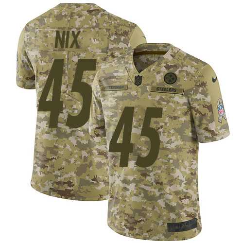 Youth Nike Pittsburgh Steelers #45 Roosevelt Nix Camo Stitched NFL Limited 2018 Salute to Service Jersey