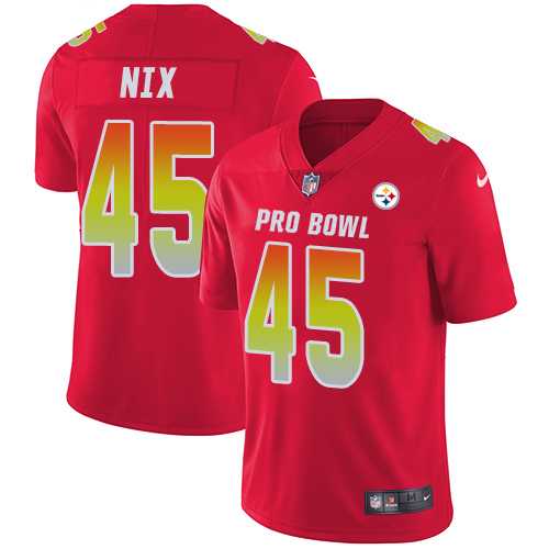 Youth Nike Pittsburgh Steelers #45 Roosevelt Nix Red Stitched NFL Limited AFC 2018 Pro Bowl Jersey