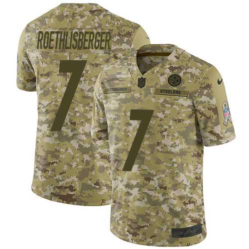Youth Nike Pittsburgh Steelers #7 Ben Roethlisberger Camo Stitched NFL Limited 2018 Salute to Service Jersey