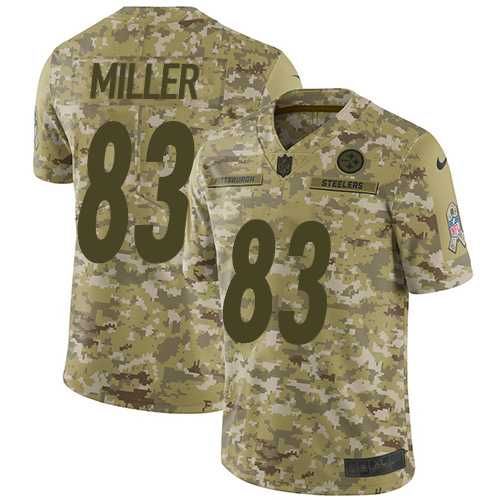 Youth Nike Pittsburgh Steelers #83 Heath Miller Camo Stitched NFL Limited 2018 Salute to Service Jersey
