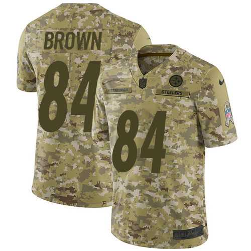 Youth Nike Pittsburgh Steelers #84 Antonio Brown Camo Stitched NFL Limited 2018 Salute to Service Jersey