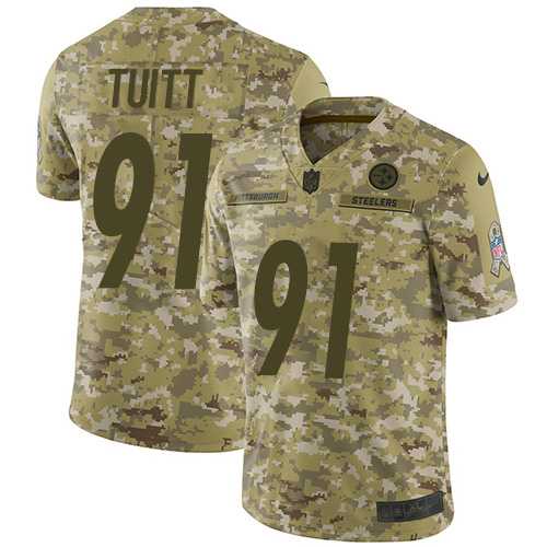 Youth Nike Pittsburgh Steelers #91 Stephon Tuitt Camo Stitched NFL Limited 2018 Salute to Service Jersey