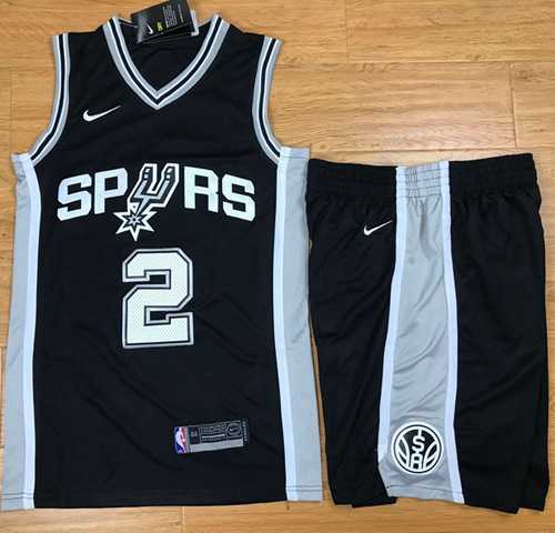 Youth Nike San Antonio Spurs #2 Kawhi Leonard Black A Set NBA Swingman Icon Edition Jersey