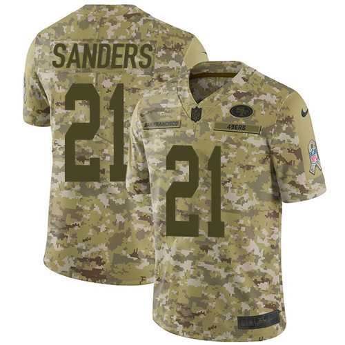 Youth Nike San Francisco 49ers #21 Deion Sanders Camo Stitched NFL Limited 2018 Salute to Service Jersey