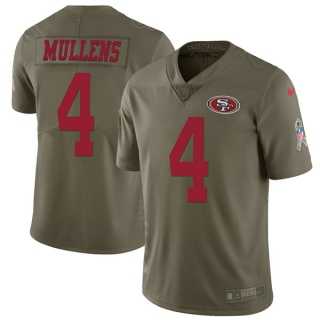 Youth Nike San Francisco 49ers #4 Nick Mullens Olive Stitched NFL Limited 2017 Salute To Service Jersey