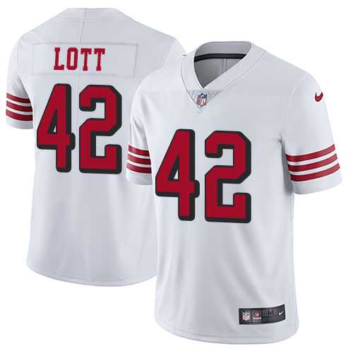 Youth Nike San Francisco 49ers #42 Ronnie Lott White Rush Stitched NFL Vapor Untouchable Limited Jersey