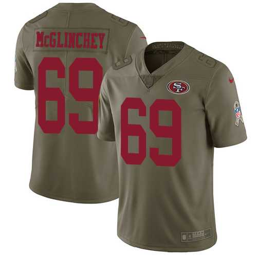 Youth Nike San Francisco 49ers #69 Mike McGlinchey Olive Stitched NFL Limited 2017 Salute to Service Jersey