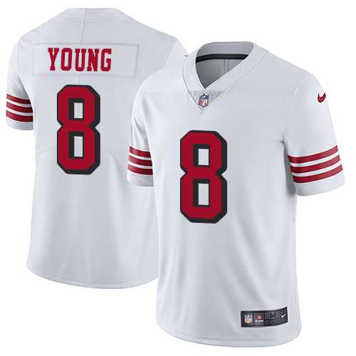 Youth Nike San Francisco 49ers #8 Steve Young White Rush Stitched NFL Vapor Untouchable Limited Jersey Youth Nike San Francisco 49ers #8 Steve Young White Rush Stitched NFL Vapor Untouchable Limited Jersey