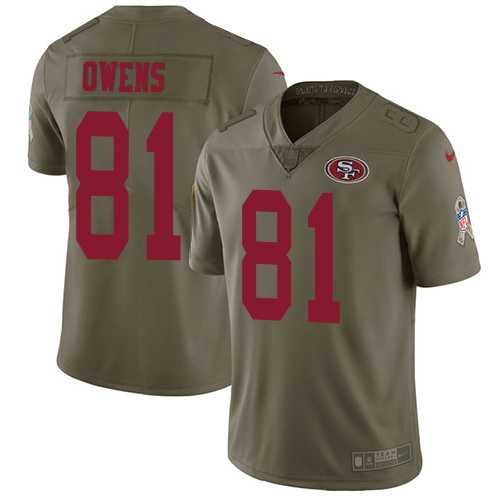 Youth Nike San Francisco 49ers #81 Terrell Owens Olive Stitched NFL Limited 2017 Salute to Service Jersey