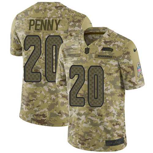Youth Nike Seattle Seahawks #20 Rashaad Penny Camo Stitched NFL Limited 2018 Salute to Service Jersey