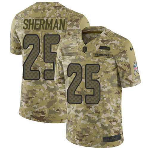Youth Nike Seattle Seahawks #25 Richard Sherman Camo Stitched NFL Limited 2018 Salute to Service Jersey