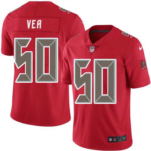 Youth Nike Tampa Bay Buccaneers #50 Vita Vea Red Stitched NFL Limited Rush Jersey
