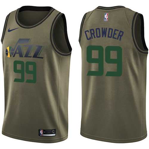 Youth Nike Utah Jazz #99 Jae Crowder Green Salute to Service NBA Swingman Jersey