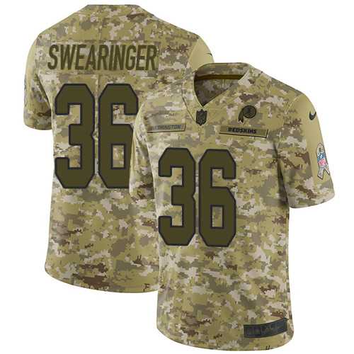 Youth Nike Washington Redskins #36 D.J. Swearinger Camo Stitched NFL Limited 2018 Salute to Service Jersey