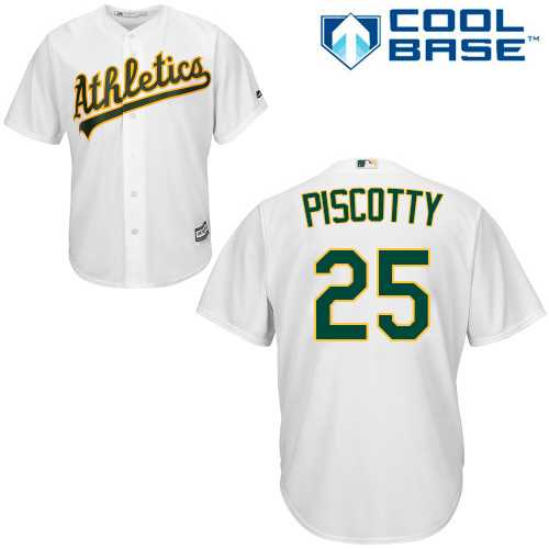 Youth Oakland Athletics #25 Stephen Piscotty White Cool Base Stitched MLB Jersey