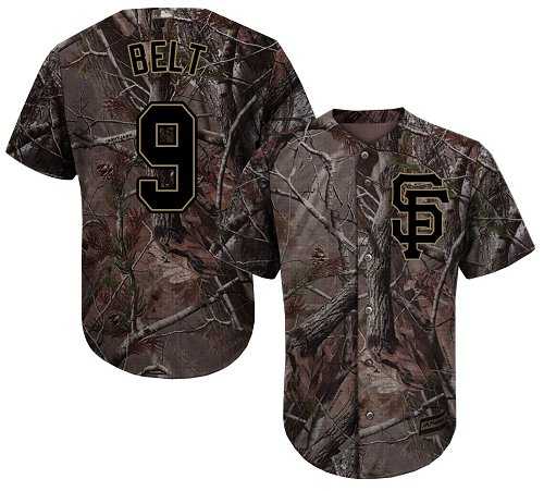 Youth San Francisco Giants #9 Brandon Belt Camo Realtree Collection Cool Base Stitched MLB Jersey
