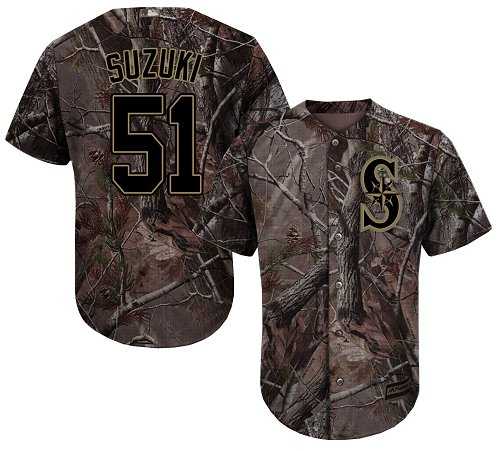 Youth Seattle Mariners #51 Ichiro Suzuki Camo Realtree Collection Cool Base Stitched MLB Jersey