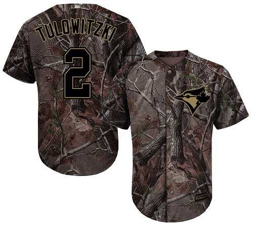 Youth Toronto Blue Jays #2 Troy Tulowitzki Camo Realtree Collection Cool Base Stitched MLB Jersey