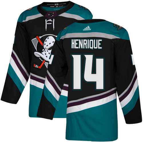 Men's Adidas Anaheim Ducks #14 Adam Henrique Black Teal Alternate Authentic Stitched NHL Jersey