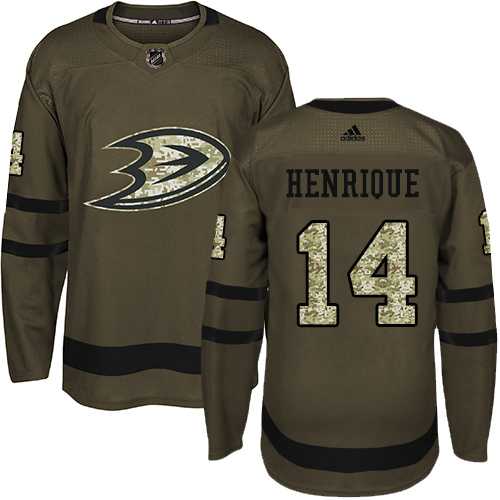 Men's Adidas Anaheim Ducks #14 Adam Henrique Green Salute to Service Stitched NHL Jersey