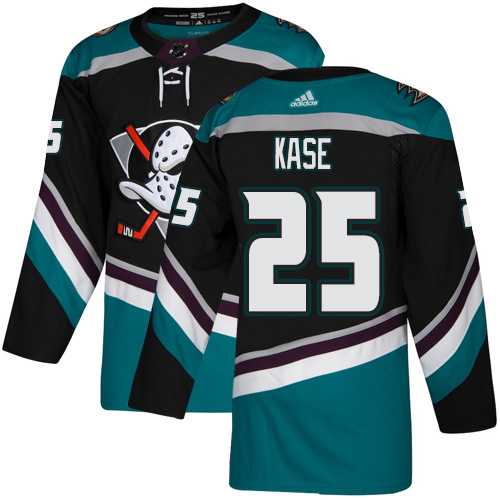 Men's Adidas Anaheim Ducks #25 Ondrej Kase Black Teal Alternate Authentic Stitched NHL Jersey