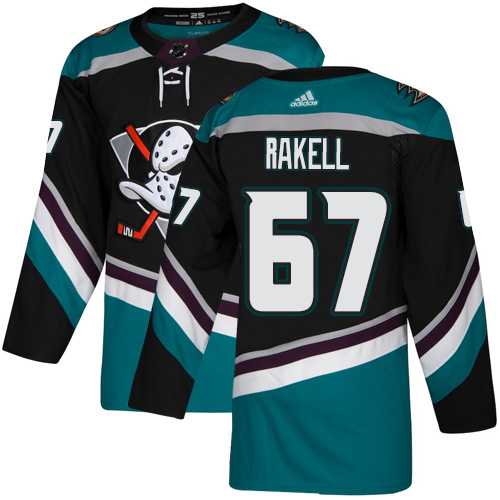 Men's Adidas Anaheim Ducks #67 Rickard Rakell Black Teal Alternate Authentic Stitched NHL Jersey