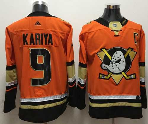 Men's Adidas Anaheim Ducks #9 Paul Kariya Orange Authentic Stitched NHL Jersey