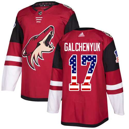 Men's Adidas Arizona Coyotes #17 Alex Galchenyuk Maroon Home Authentic USA Flag Stitched NHL Jersey