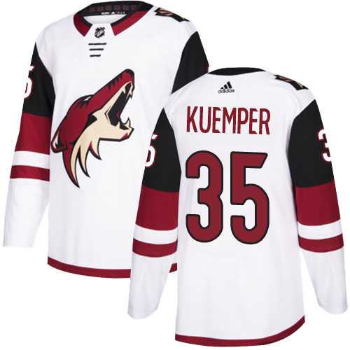 Men's Adidas Arizona Coyotes #35 Darcy Kuemper White Road Authentic Stitched NHL Jersey Men's Adidas Arizona Coyotes #35 Darcy Kuemper White Road Authentic Stitched NHL Jersey
