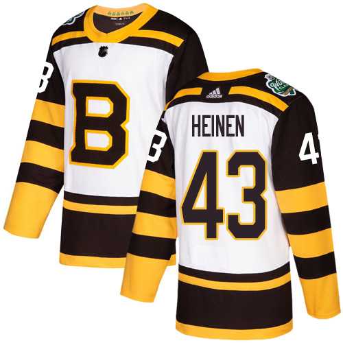 Men's Adidas Boston Bruins #43 Danton Heinen White Authentic 2019 Winter Classic Stitched NHL Jersey