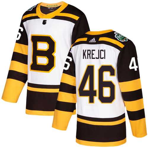Men's Adidas Boston Bruins #46 David Krejci White Authentic 2019 Winter Classic Stitched NHL Jersey