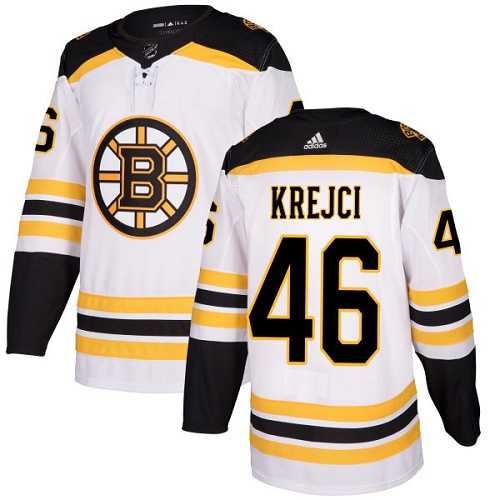 Men's Adidas Boston Bruins #46 David Krejci White Road Authentic Stitched NHL Jersey