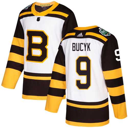 Men's Adidas Boston Bruins #9 Johnny Bucyk White Authentic 2019 Winter Classic Stitched NHL Jersey
