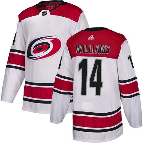 Men's Adidas Carolina Hurricanes #14 Justin Williams White Road Authentic Stitched NHL Jersey