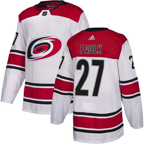 Men's Adidas Carolina Hurricanes #27 Justin Faulk White Road Authentic Stitched NHL Jersey