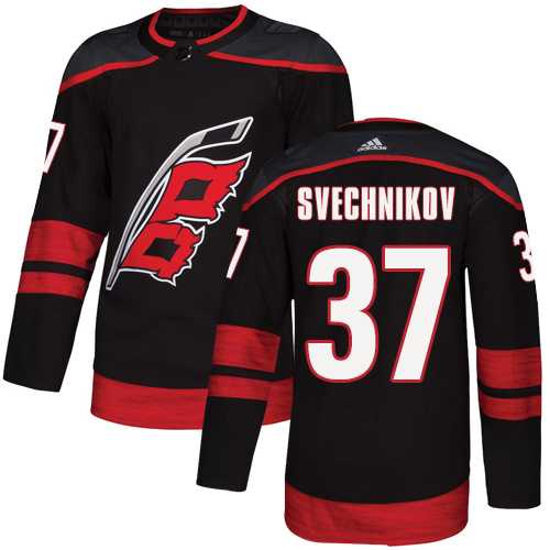 Men's Adidas Carolina Hurricanes #37 Andrei Svechnikov Black Alternate Authentic Stitched NHL Jersey
