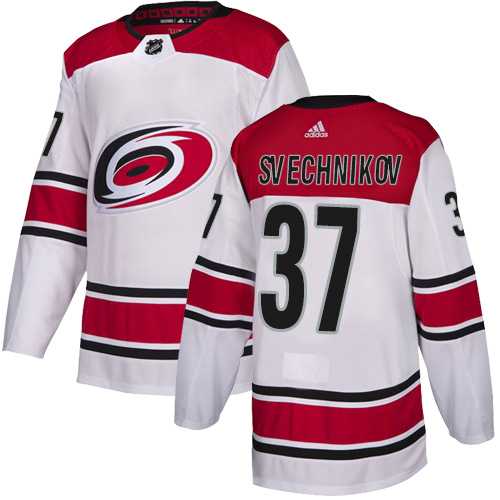 Men's Adidas Carolina Hurricanes #37 Andrei Svechnikov White Road Authentic Stitched NHL Jersey