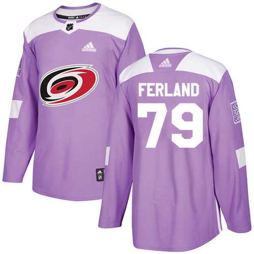 Men's Adidas Carolina Hurricanes #79 Michael Ferland Purple Authentic Fights Cancer Stitched NHL Jersey