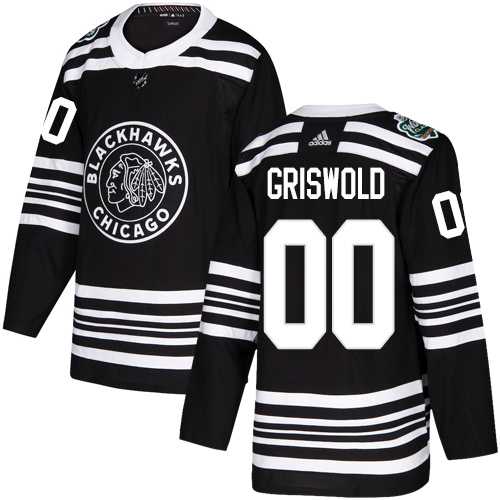 Men's Adidas Chicago Blackhawks #00 Clark Griswold Black Authentic 2019 Winter Classic Stitched NHL Jersey
