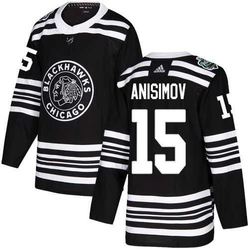 Men's Adidas Chicago Blackhawks #15 Artem Anisimov Black Authentic 2019 Winter Classic Stitched NHL Jersey