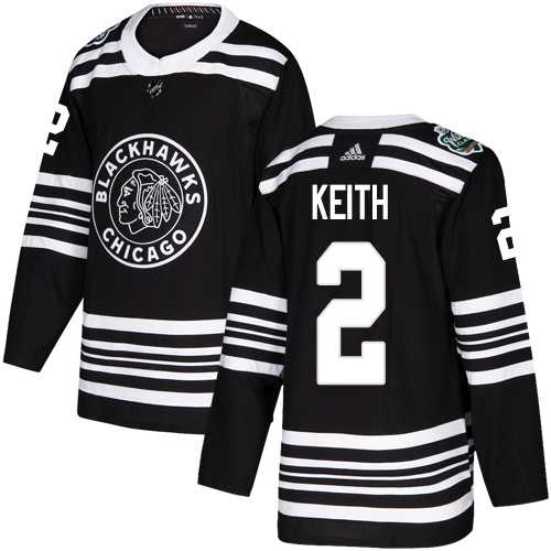 Men's Adidas Chicago Blackhawks #2 Duncan Keith Black Authentic 2019 Winter Classic Stitched NHL Jersey