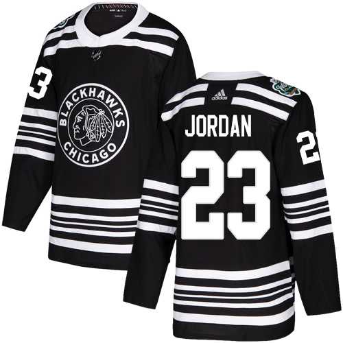 Men's Adidas Chicago Blackhawks #23 Michael Jordan Black Authentic 2019 Winter Classic Stitched NHL Jersey